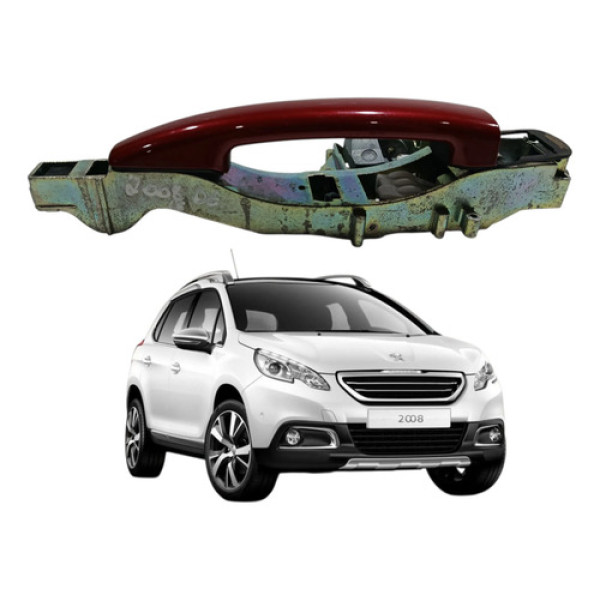 Maçaneta De Porta Dianteira Esquerda Peugeot 2008 1.6 2016 Vermelho Dianteira
