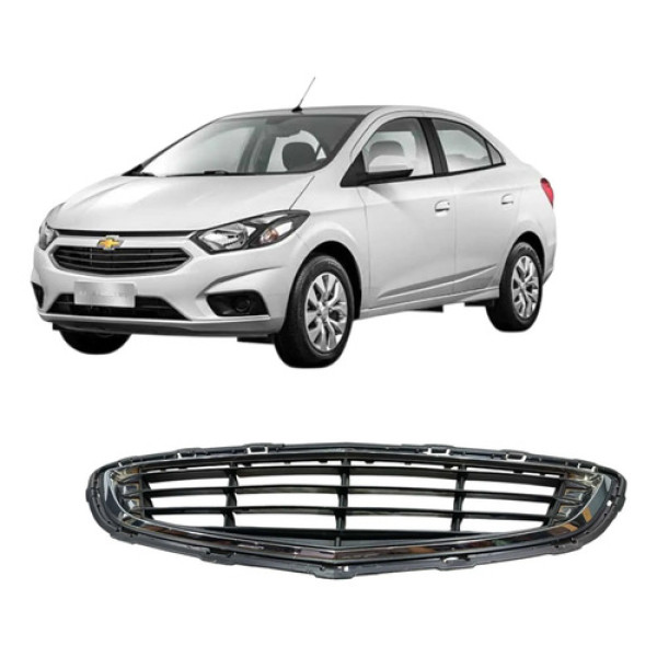 Grade Inferior Parachoque Onix Prisma 2014 A 2016 Preto  Preto Brilhante