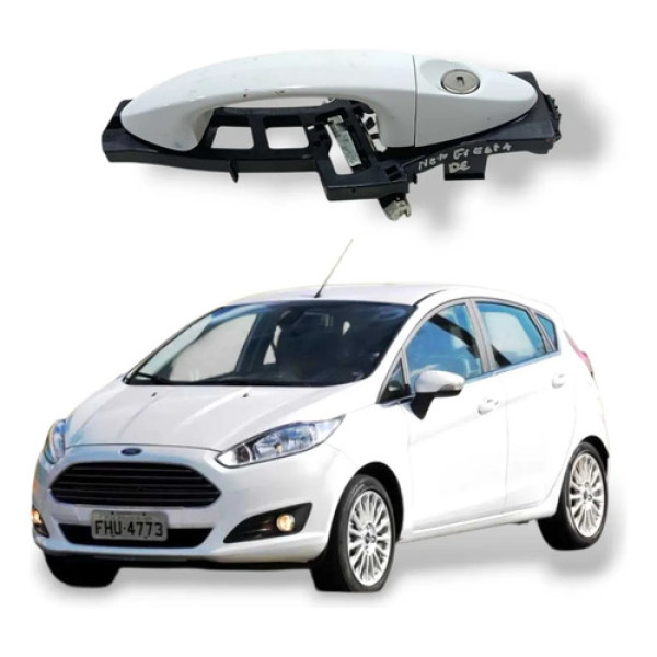 Maçaneta Externa Dianteira Esquerda Ford New Fiesta 2016 Branco Dianteira