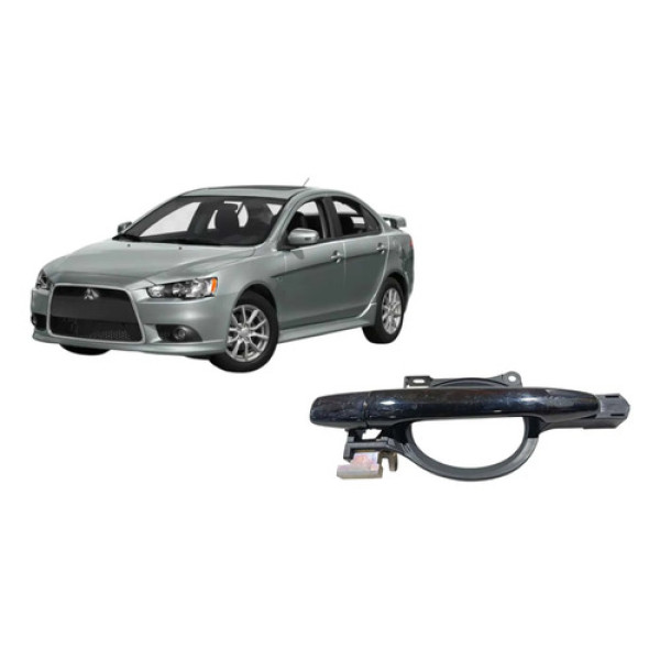Maçaneta Da Porta Traseira Esquerda Mitsubishi Lancer 2014 Preto Traseira