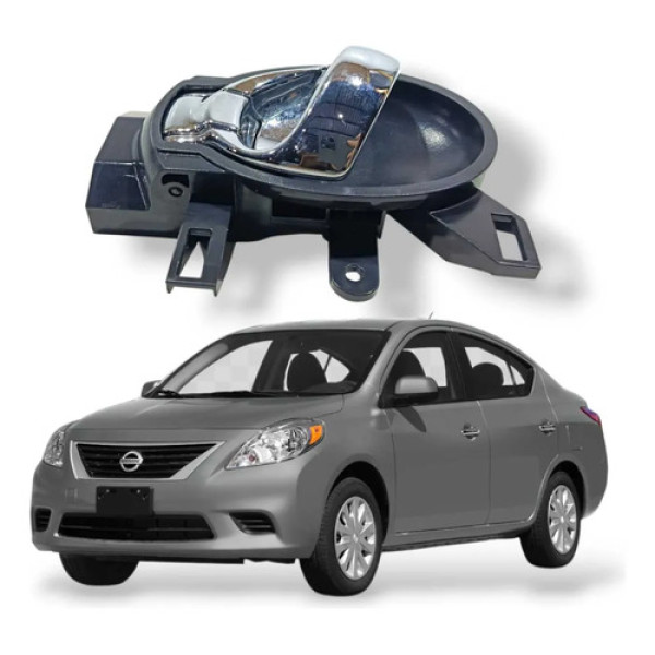 Maçaneta Porta Traseira Esquerda Nissan Versa 2016 Prata Traseira
