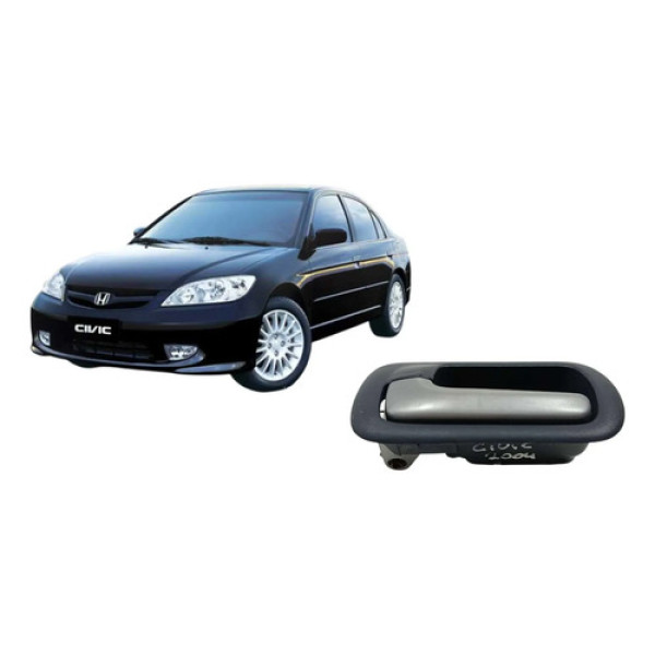 Maçaneta Interna Traseira Esquerda Honda Civic 1.7 Lx 2004 Preto Traseira