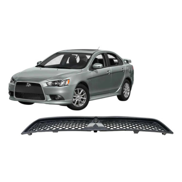Grade Parachoque Mitsubishi Lancer 2012 A 2015 Marcas Uso Preto Brilhante