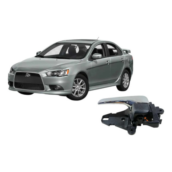 Maçaneta Interna Diant/traseira Esquerda Mitsub Lancer 2014 Prata Dianteira/traseira