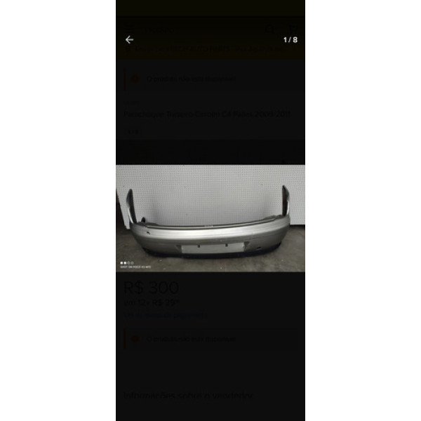 Parachoque Traseiro Citroën C4 Pallas 2009/2011