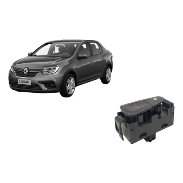 Botão Trava Pisca Alerta Renault Logan 1.6 2013 2017 Preto