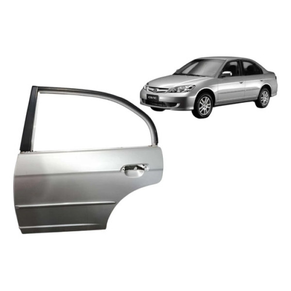 Porta Traseira Esquerda Honda Civic 1.7 2002 2005 Traseira Esquerda Prata