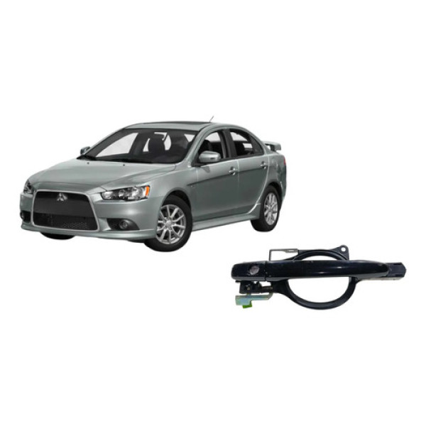 Maçaneta Da Porta Dianteira Esquerda Mitsubishi Lancer 2014 Preto Dianteira
