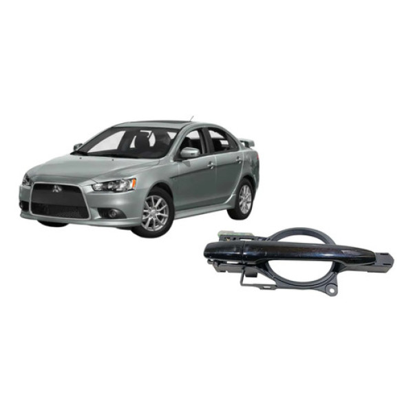 Maçaneta Da Porta Dianteira Direita Mitsubishi Lancer 2014 Preto Dianteira