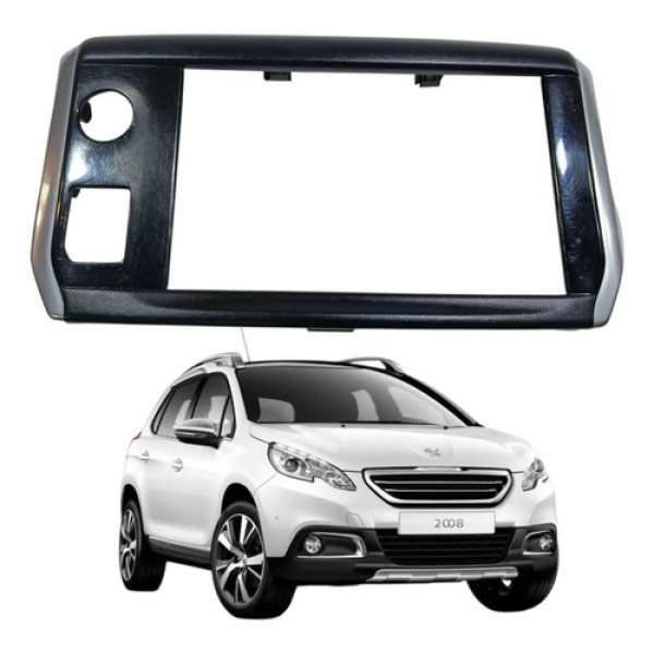 Moldura Painel Multimídia Peugeot 2008 208 2015 2019 Preto