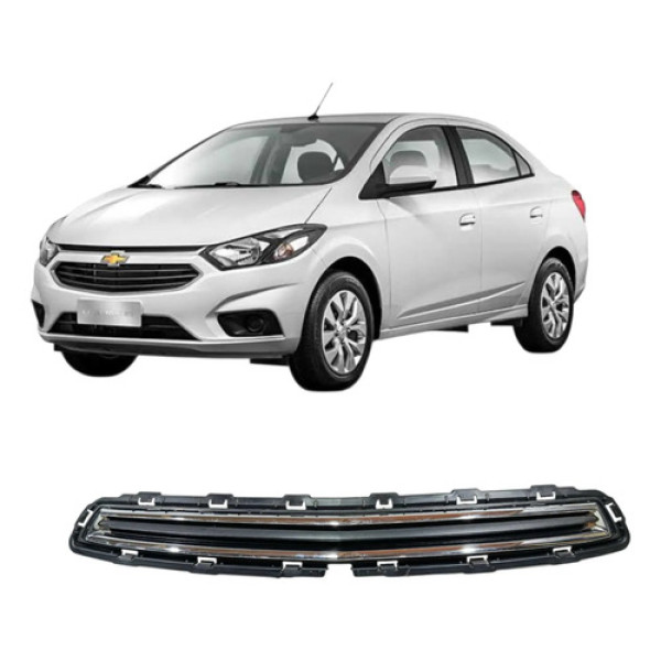 Grade Superior Parachoque Onix Prisma 2014 A 2016 Preto  Preto Brilhante