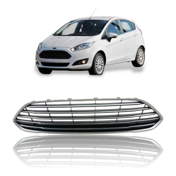 Grade Parachoque Dianteiro Ford New Fiesta 2014 2016 Preto Brilhante