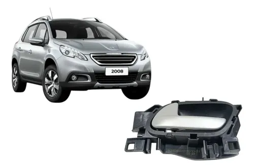 Maçaneta Interna Traseira Esquerda Peugeot 2008 Allure 2022 Prateado Traseira